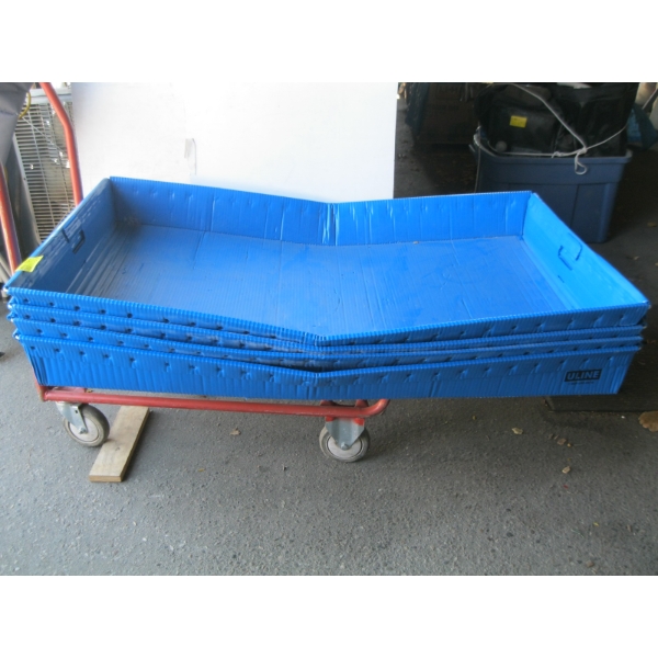 4 LG. HANDLED ULINE BLUE TRAYS - 48X30X6"