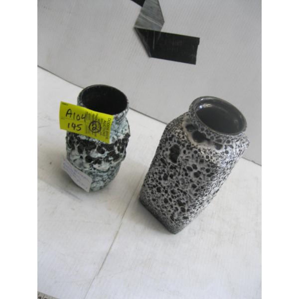 2 WEST GERMAN POTTERY FAT LAVA OTTO 1970s VASES