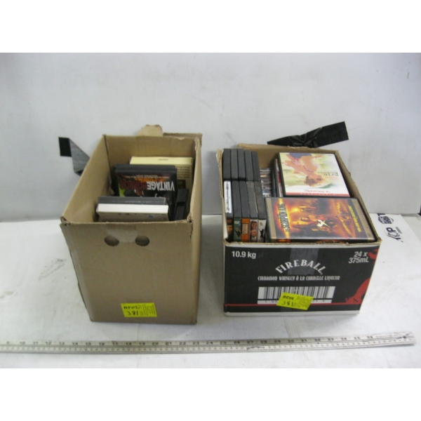 2 BOXES OF DVDs