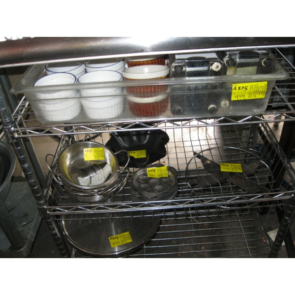 MISC. PIE CUTTER, ESCARGOT TRAYS, STAINLESS BOWLS, ETC.