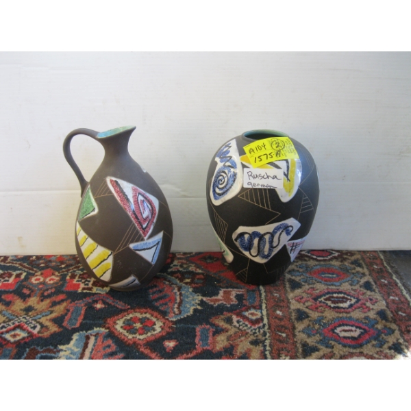 2 RUSCHA GERMAN POTTERY MCM VASES