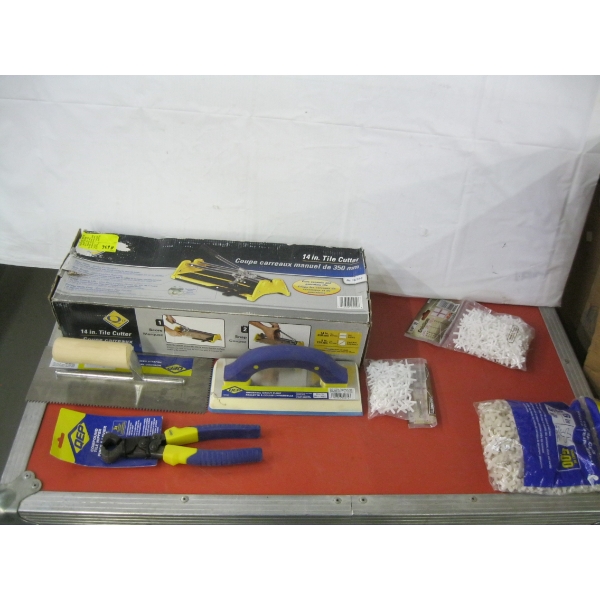 ASST. TILE LAYING TOOLS - NIPPER, CUTTER, TROWELS, ETC.