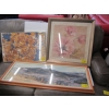 Image 1 : 3 FRAMED PICTURES - LEAVES, TILE FLOWER & FRAMED PHOTO OF SM. TOWN