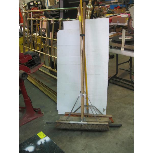 3 PUSH BROOMS & A SQUEEGEE