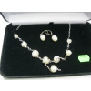 Image 2 : PEARL & SILVER NECKLACE & EARRING SET