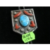 Image 3 : NAVAJO BOLO TIE W/CORAL & TURQUOISE STONES