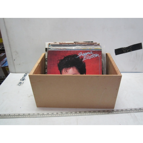 WOODEN BOX OF RECORDS