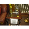 Image 3 : GLASS TOP WOOD FRAMED WROUGHT IRON BASE COFFEE/END TABLE SET