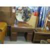 Image 1 : WATERFALL ANTIQUE DRESSER - 5 DRAWERS & ROUND MIRROR