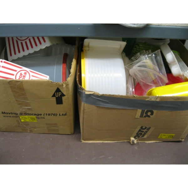 2 BOXES OF MISC. PLASTICWARE