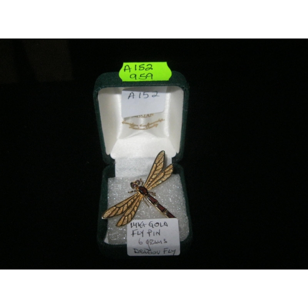 14KT GOLD FLY PIN (DRAGON FLY) - 6G