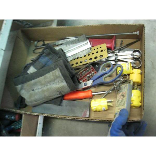 ASST. ELECTRICAL PLUGS, CALIPERS, TAP & DIES, ETC.
