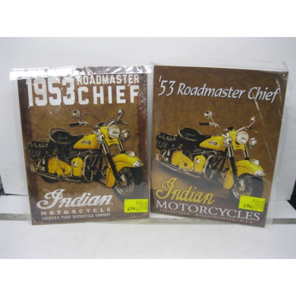 2 INDIAN MOTORCYCLE SIGNS