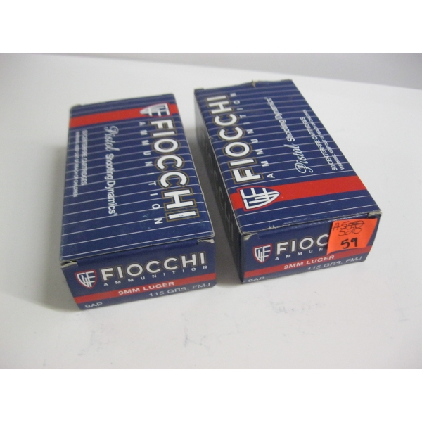 FIOCCHI 9MM LUGER 155GRS FMJ|2X50 BOXES