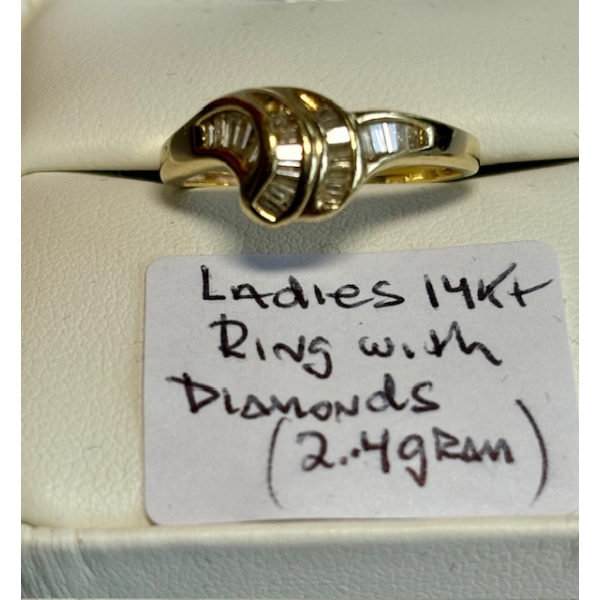 LADIES 14KT RING W/DIAMONDS, 2.4GR SZ 7 1/2