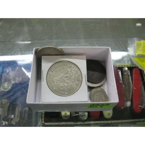 BOX W/ASST. COLLECTABLE FOREIGN COINS