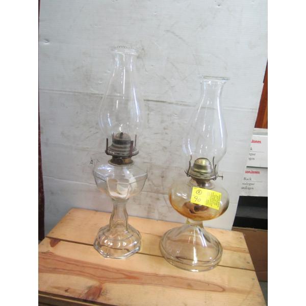 2 OIL LANTERNS W/CHIMNEYS