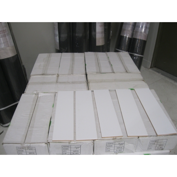 10 BOXES OF 4"X16" WHITE TILE