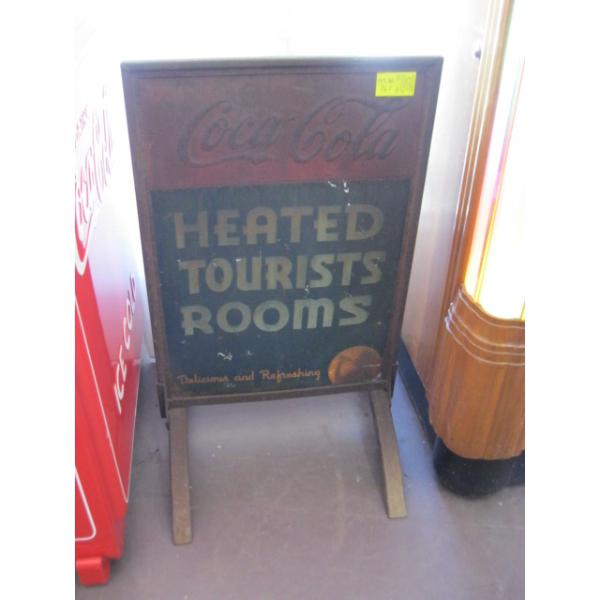 COCA COLA DISPLAY SIGN - ORIGINAL TIN W/METAL FRAME