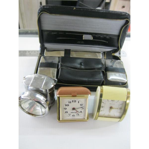 COLLECTABLE CLOCKS, FLASHLIGHT, TOILETRIES KIT