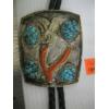 Image 2 : SILVER, CORAL & TURQUOISE BOLO TIE