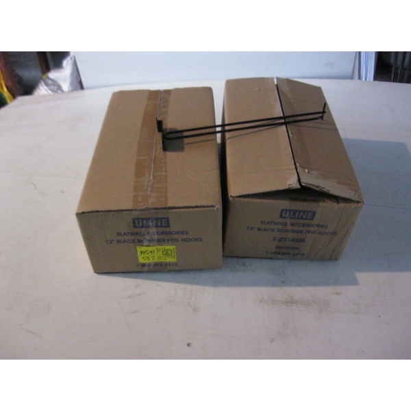 2 BOXES OF 12" SLATWALL BLACK SCANNER HOOKS