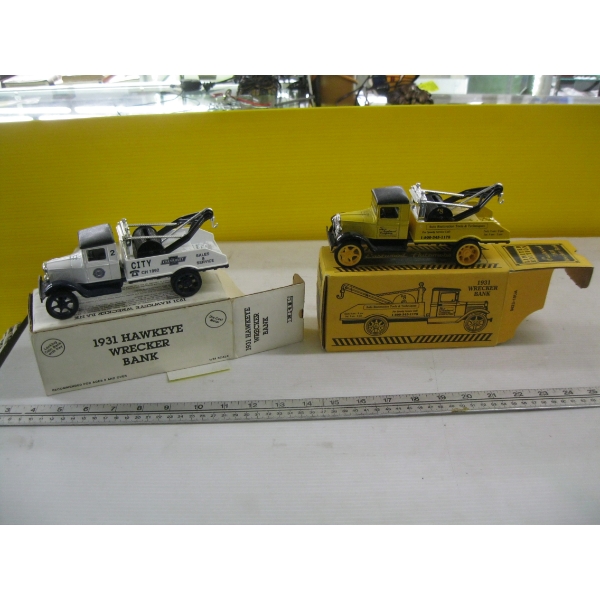 2 DIECAST WRECKER BANK TOW TRUCKS