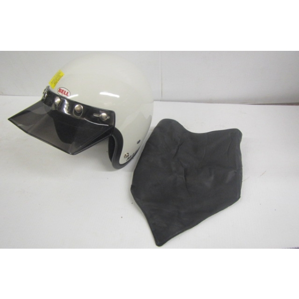 BELL MOTORCYCLE HELMET W/LEATHER FACE COVER - SZ 7 1/8