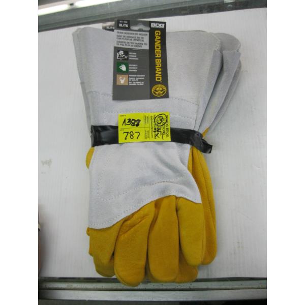 3 PAIR OF GANDER BRAND XL LEATHER WELDING GLOVES