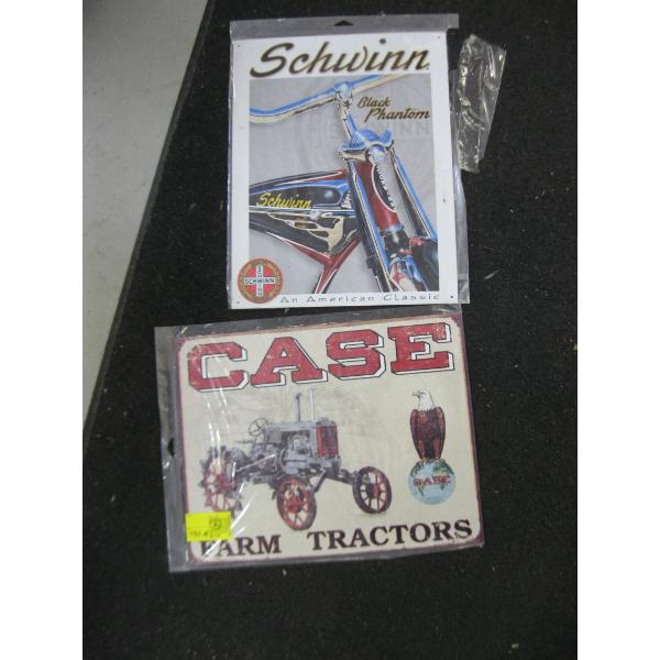SCHWIN BIKE SIGN & A CASE TRACTOR METAL SIGN