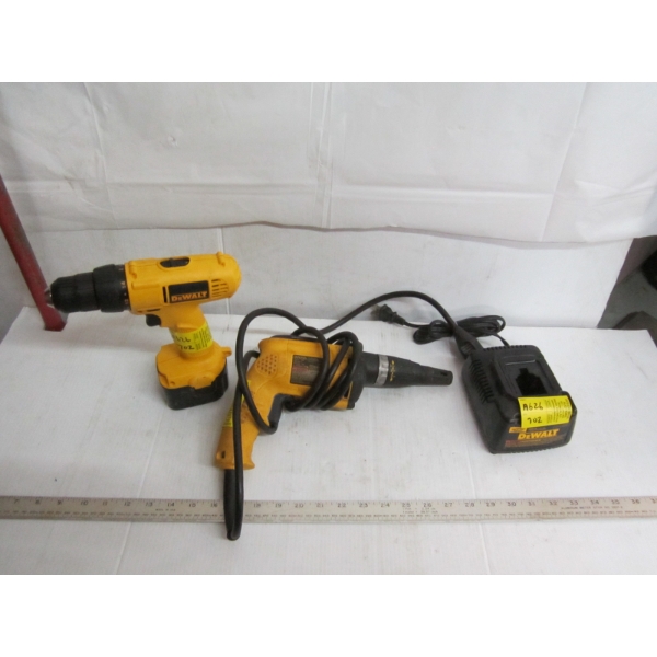 DEWALT CORDLESS DRILL & A DEWALT DRYWALL GUN