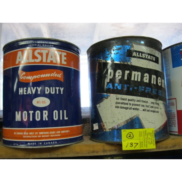 ANTI FREEZE TIN & A MOTOR OIL TIN