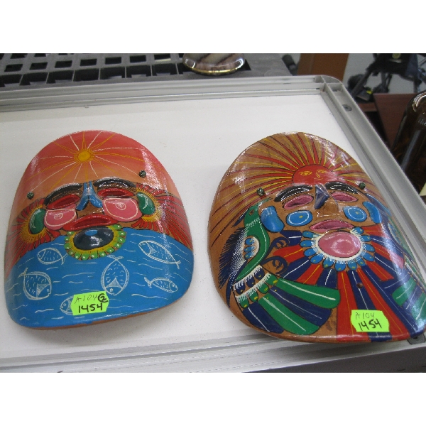 2 LG. MEXICAN PAINTED CERAMIC MASKS