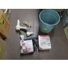 Image 6 : 2 CONTAINERS OF MISC. TOWELS, FLOOR MATS, BLOW DRYER, BP MONITOR, ETC.