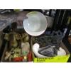 Image 1 : 2 BOXES OF MISC. BOWLING FIGURINE, CAST IRON NAPKIN HOLDERS, ELEPHANTS, ETC.