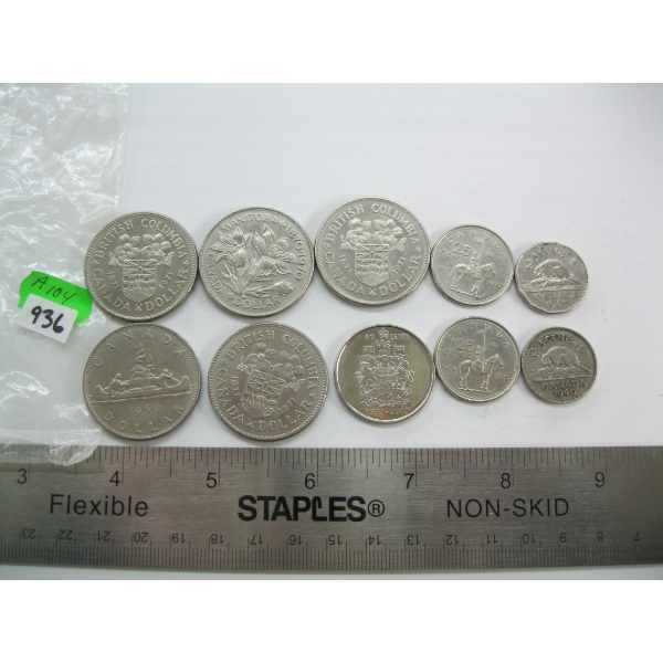 CDN 1959 SILVER $1, AND OTHER ASST. COINS 1$, 50CENTS,QUARTERS, ETC.