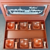 Image 2 : THAILAND SUSHI DINNER SET FOR 6 - WOOD W/DECORATIVE METAL TRIM