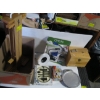 Image 1 : BOX OF MISC. OTTER LIGHT, SHOESHINE KIT, SCALE, ETC.