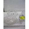 Image 2 : 6 PIECES OF VINTAGE GLASSWARE - CRYSTAL BOWL, LIDDED DISH, SM. DECANTERS, ETC.