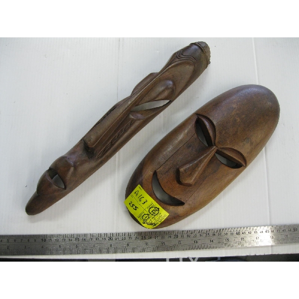 2 CARVED MASKS