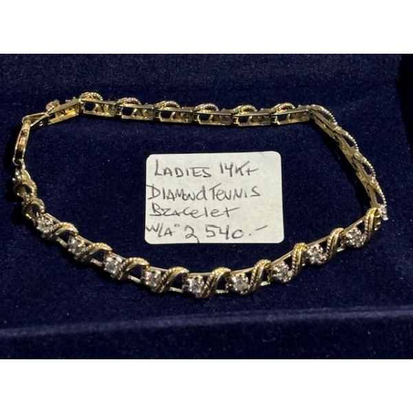 LADIES 14KT DIAMOND TENNIS BRACELET W/A $2,540.