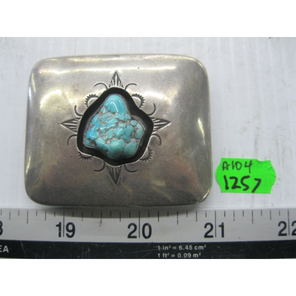 SILVER & TURQUOISE NAVAJO BELT BUCKLE