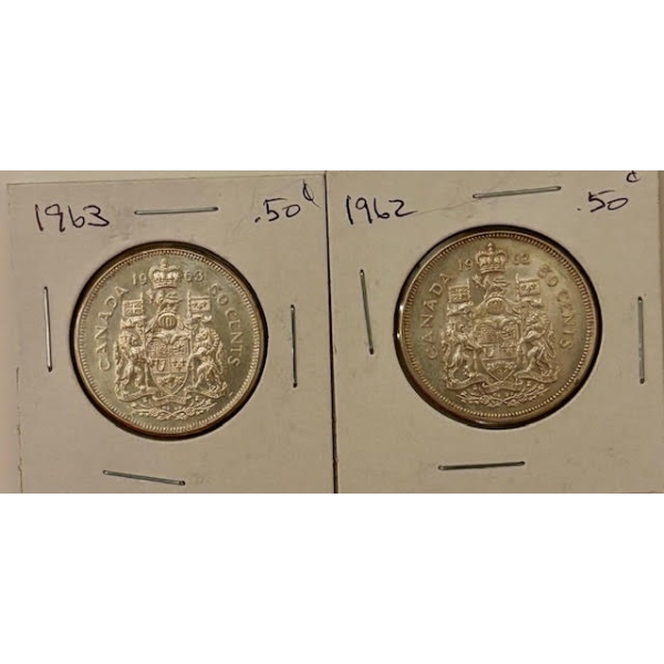 1962 & 1963 CDN 50 CENT COINS