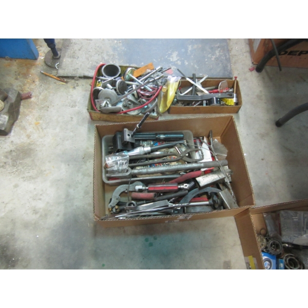 2 BOXES OF MISC. WHEELS, SPECIALTY TOOLS, ETC.