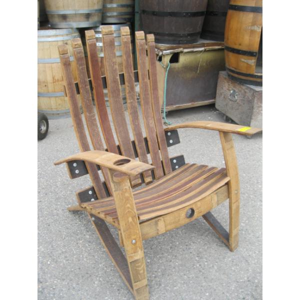 OAK BARRELL ADIRONDAK LOOK CHAIR