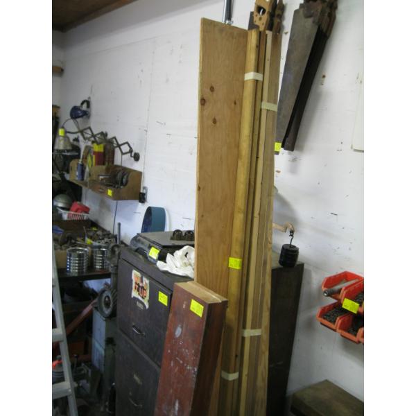 ASST. WOOD PIECES & A 57"X8"X3.5" SOLID WOOD BEAM (FIR)