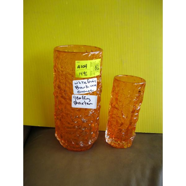 2 WHITEFRIARS BARK VASES BY GEOFFRY BAXTER