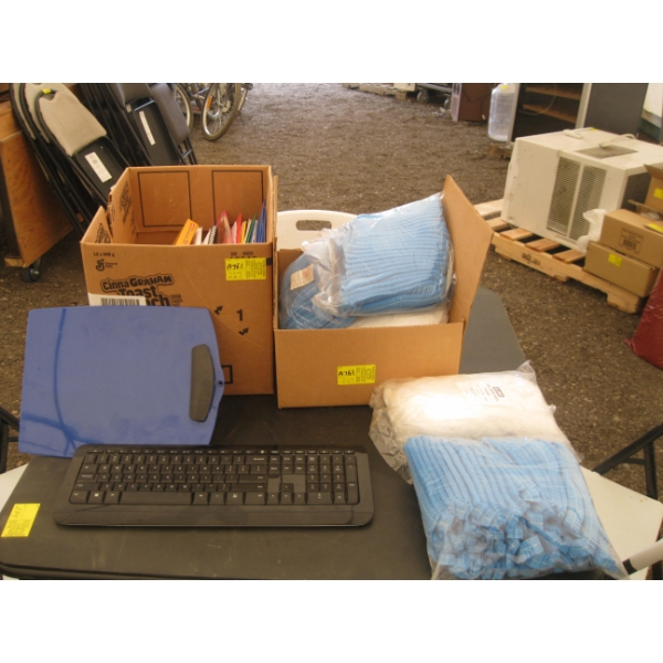 2 BOXES OF MISC. KEYBOARD, CLIPBOARDS, ETC.