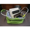 Image 1 : BASKET W/ASST. TIN GARBAGE CAN, PICTURE FRAMES, ETC.
