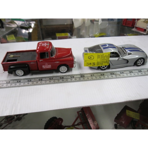 2 DIECAST CARS - DODGE VIPER & A DODGE PICKUP